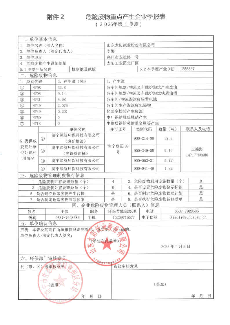 2025年世界杯下单网站危险废物第一季度报表.jpg